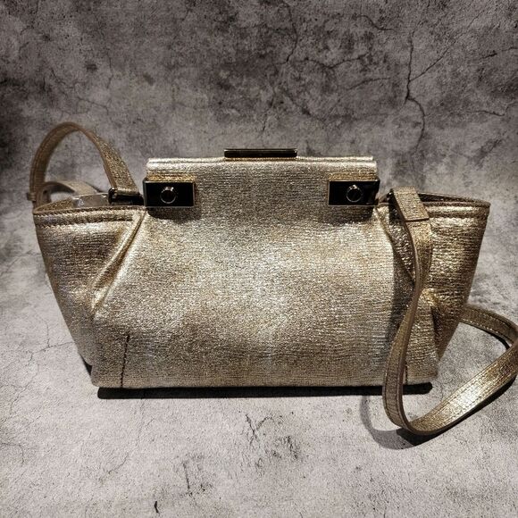 Gorgeous Lanvin Metallic Crossbody Clutch Bowling Bag Authentic - Picture 2 of 5
